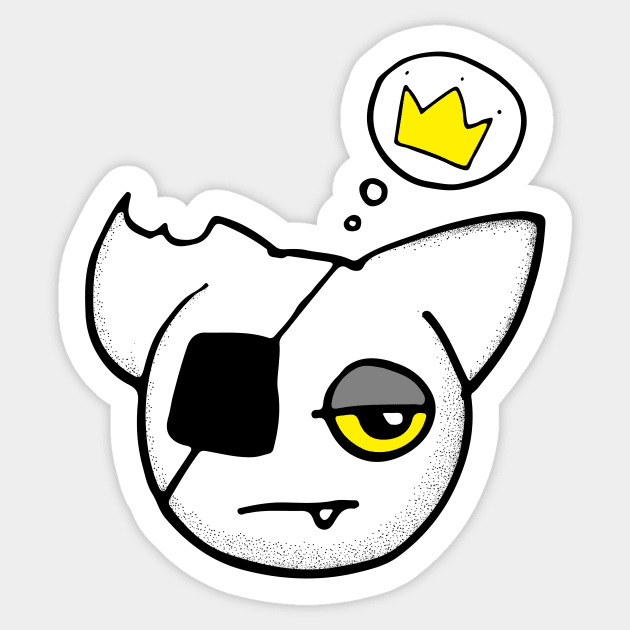 Cat Without a Crown Sticker by CherryDoodles